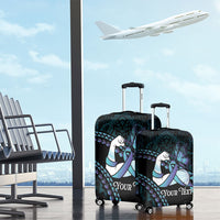 Personalised Polynesia Suicide Prevention Month Luggage Cover Brave Strong Butterfly Teal Purple Ribbon