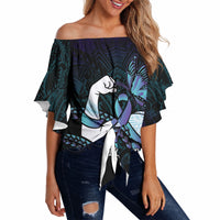 Personalised Polynesia Suicide Prevention Month Off Shoulder Wrap Waist Top Brave Strong Butterfly Teal Purple Ribbon