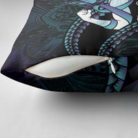 Personalised Polynesia Suicide Prevention Month Pillow Cover Brave Strong Butterfly Teal Purple Ribbon