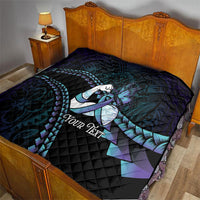 Personalised Polynesia Suicide Prevention Month Quilt Brave Strong Butterfly Teal Purple Ribbon