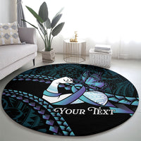 Personalised Polynesia Suicide Prevention Month Round Carpet Brave Strong Butterfly Teal Purple Ribbon