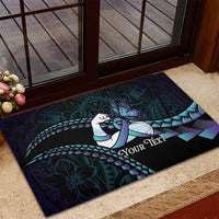 Personalised Polynesia Suicide Prevention Month Rubber Doormat Brave Strong Butterfly Teal Purple Ribbon