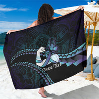 Personalised Polynesia Suicide Prevention Month Sarong Brave Strong Butterfly Teal Purple Ribbon