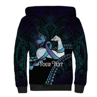 Personalised Polynesia Suicide Prevention Month Sherpa Hoodie Brave Strong Butterfly Teal Purple Ribbon
