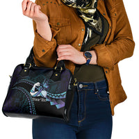 Personalised Polynesia Suicide Prevention Month Shoulder Handbag Brave Strong Butterfly Teal Purple Ribbon