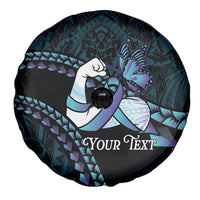 Personalised Polynesia Suicide Prevention Month Spare Tire Cover Brave Strong Butterfly Teal Purple Ribbon