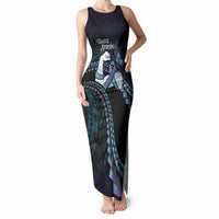 Personalised Polynesia Suicide Prevention Month Tank Maxi Dress Brave Strong Butterfly Teal Purple Ribbon