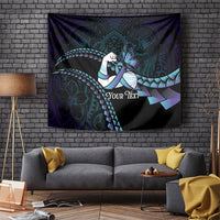 Personalised Polynesia Suicide Prevention Month Tapestry Brave Strong Butterfly Teal Purple Ribbon