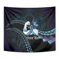 Personalised Polynesia Suicide Prevention Month Tapestry Brave Strong Butterfly Teal Purple Ribbon