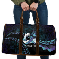 Personalised Polynesia Suicide Prevention Month Travel Bag Brave Strong Butterfly Teal Purple Ribbon