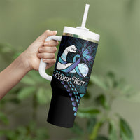 Personalised Polynesia Suicide Prevention Month Tumbler With Handle Brave Strong Butterfly Teal Purple Ribbon