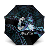 Personalised Polynesia Suicide Prevention Month Umbrella Brave Strong Butterfly Teal Purple Ribbon