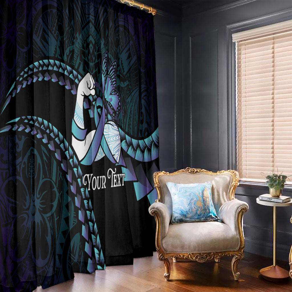 Personalised Polynesia Suicide Prevention Month Window Curtain Brave Strong Butterfly Teal Purple Ribbon