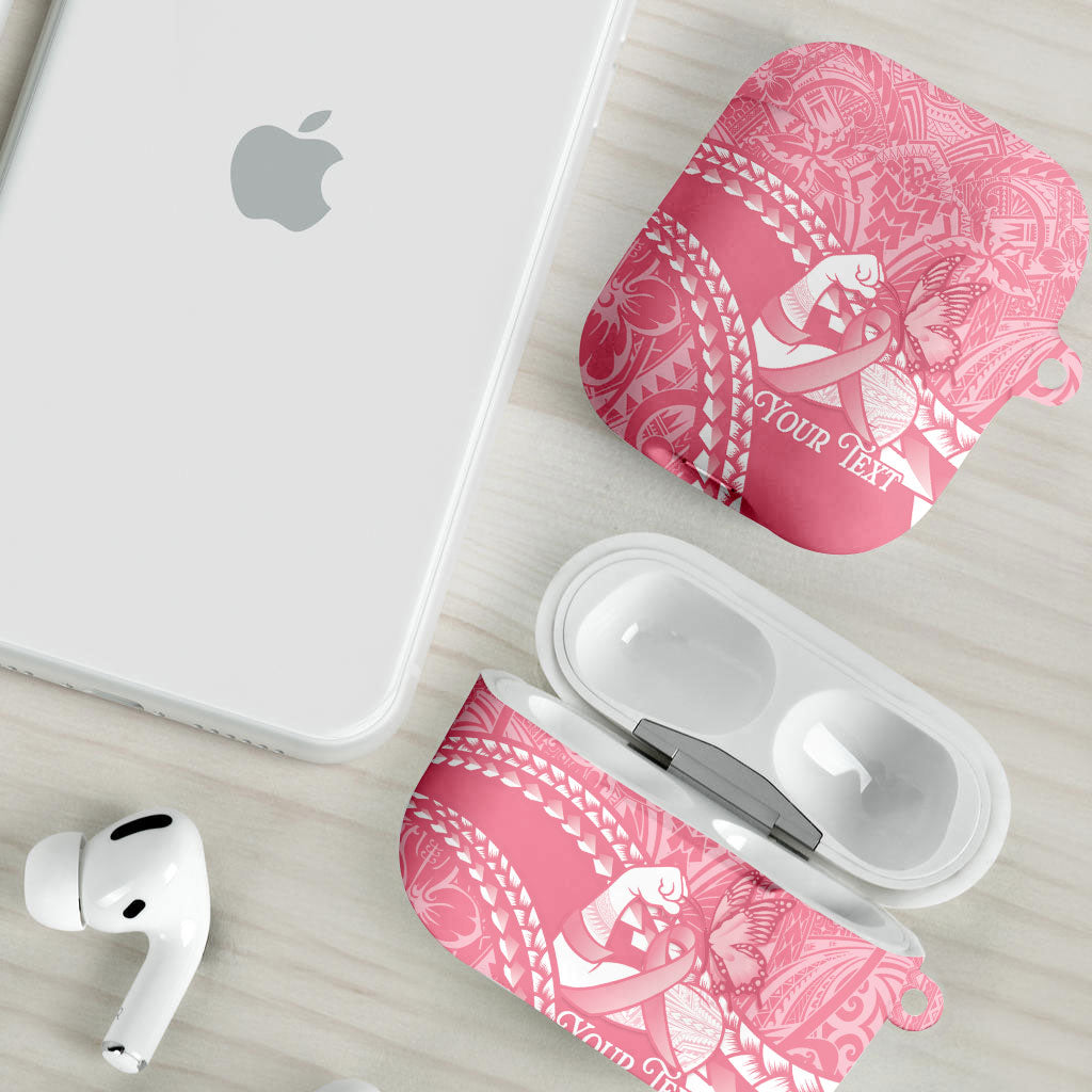 Personalised Polynesia Breast Cancer Awareness AirPods Case Brave Strong Butterfly Pink Ribbon
