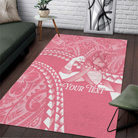 Personalised Polynesia Breast Cancer Awareness Area Rug Brave Strong Butterfly Pink Ribbon