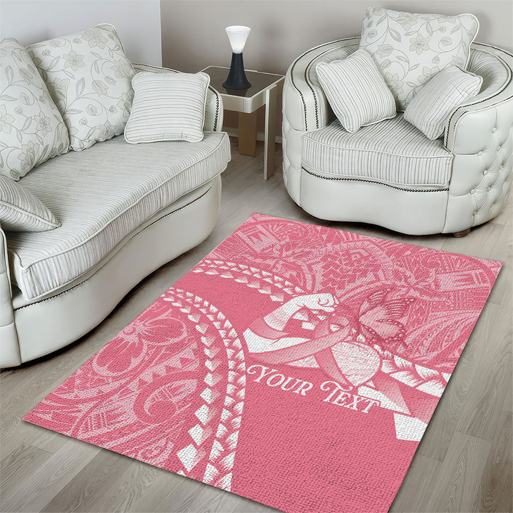 Personalised Polynesia Breast Cancer Awareness Area Rug Brave Strong Butterfly Pink Ribbon