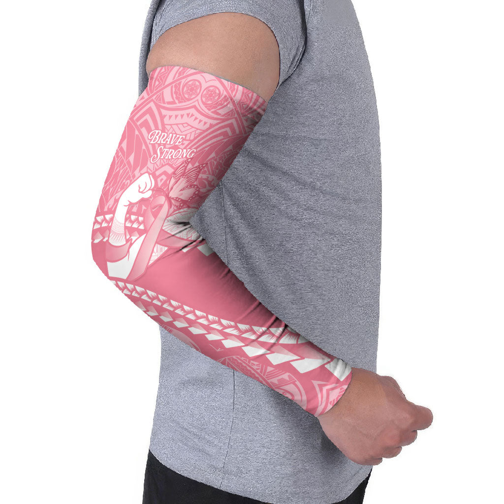 Personalised Polynesia Breast Cancer Awareness Arm Sleeves Brave Strong Butterfly Pink Ribbon