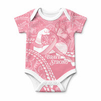 Personalised Polynesia Breast Cancer Awareness Baby Onesie Brave Strong Butterfly Pink Ribbon