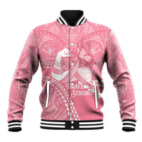 Personalised Polynesia Breast Cancer Awareness Baseball Jacket Brave Strong Butterfly Pink Ribbon