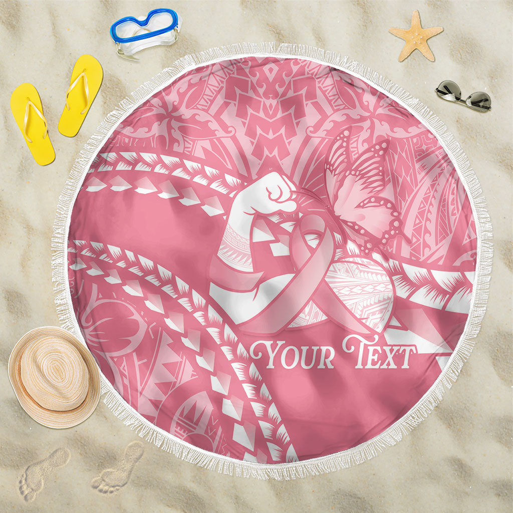 Personalised Polynesia Breast Cancer Awareness Beach Blanket Brave Strong Butterfly Pink Ribbon