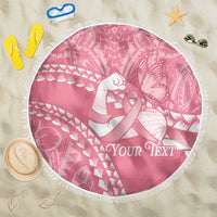 Personalised Polynesia Breast Cancer Awareness Beach Blanket Brave Strong Butterfly Pink Ribbon