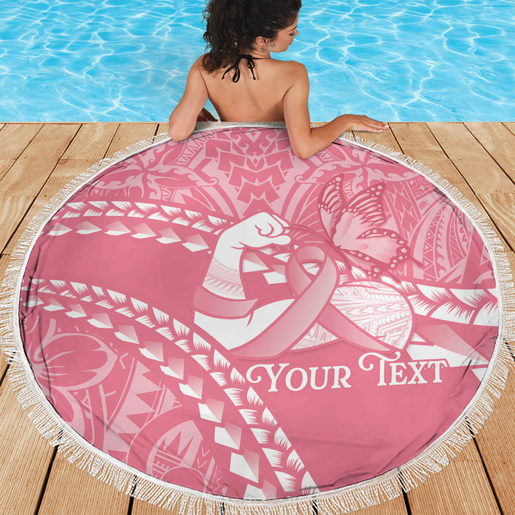 Personalised Polynesia Breast Cancer Awareness Beach Blanket Brave Strong Butterfly Pink Ribbon