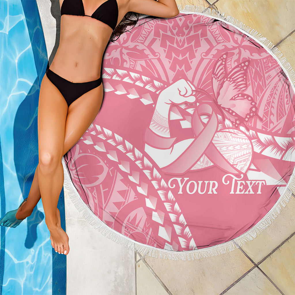 Personalised Polynesia Breast Cancer Awareness Beach Blanket Brave Strong Butterfly Pink Ribbon