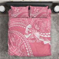 Personalised Polynesia Breast Cancer Awareness Bedding Set Brave Strong Butterfly Pink Ribbon