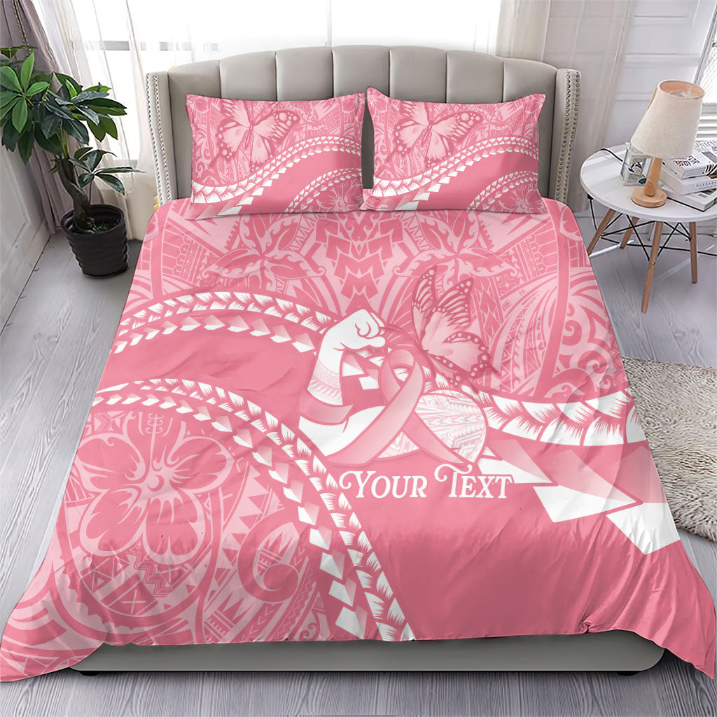 Personalised Polynesia Breast Cancer Awareness Bedding Set Brave Strong Butterfly Pink Ribbon