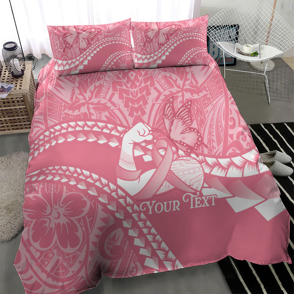 Personalised Polynesia Breast Cancer Awareness Bedding Set Brave Strong Butterfly Pink Ribbon