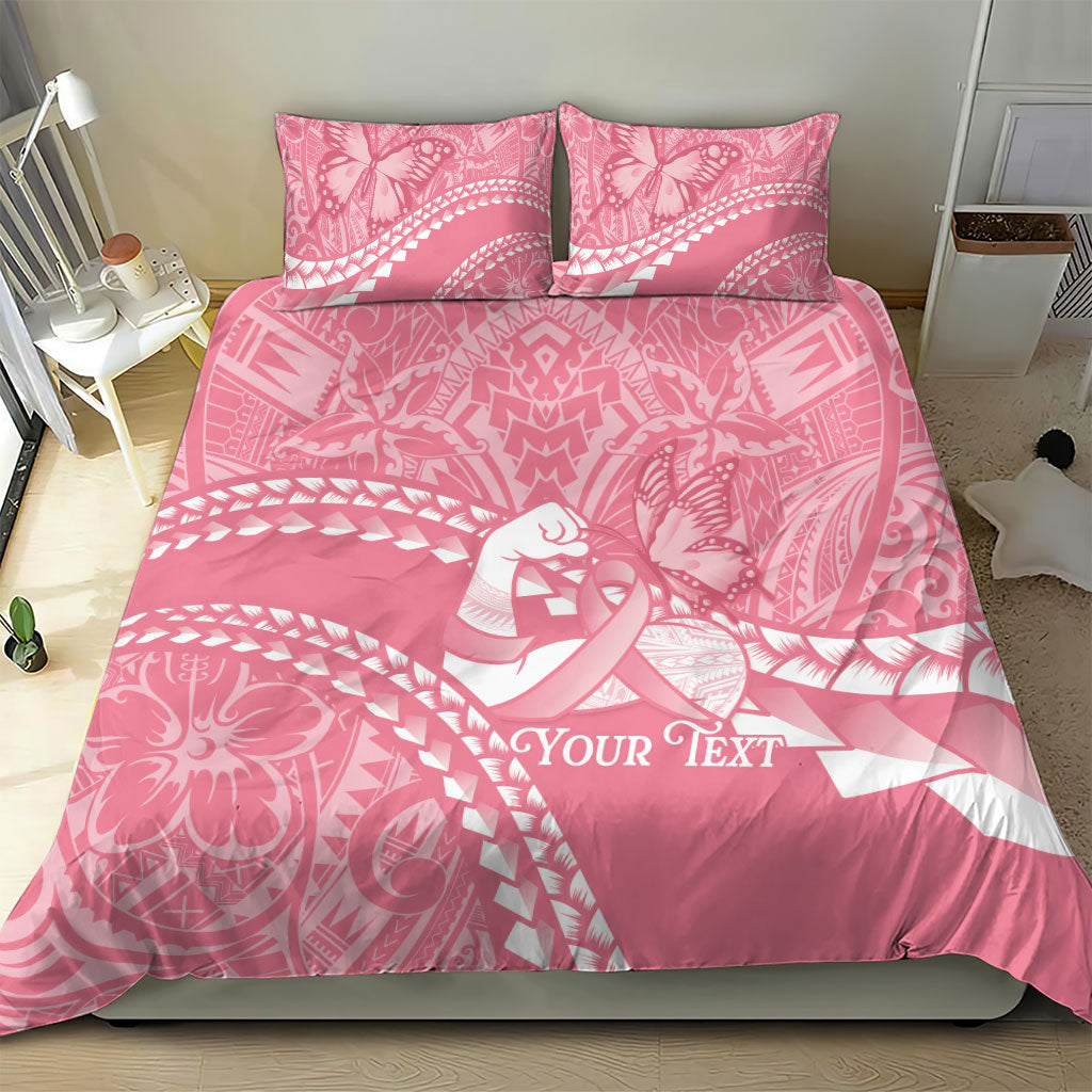 Personalised Polynesia Breast Cancer Awareness Bedding Set Brave Strong Butterfly Pink Ribbon
