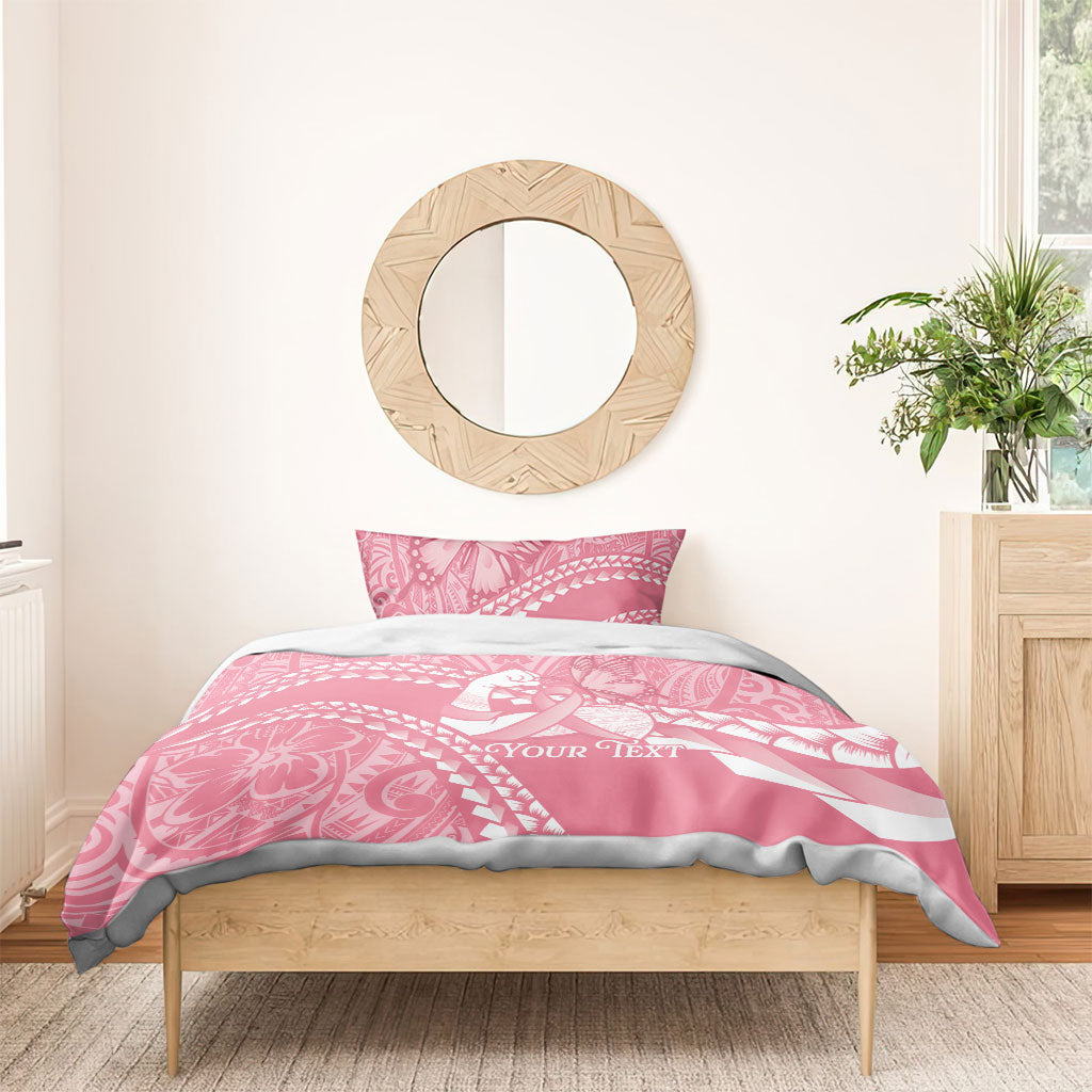 Personalised Polynesia Breast Cancer Awareness Bedding Set Brave Strong Butterfly Pink Ribbon
