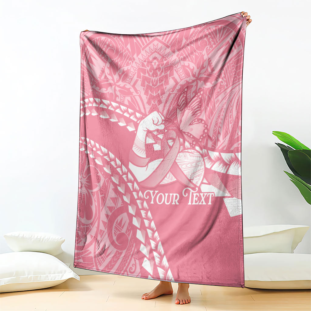 Personalised Polynesia Breast Cancer Awareness Blanket Brave Strong Butterfly Pink Ribbon