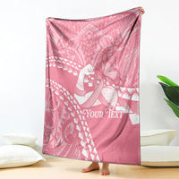 Personalised Polynesia Breast Cancer Awareness Blanket Brave Strong Butterfly Pink Ribbon