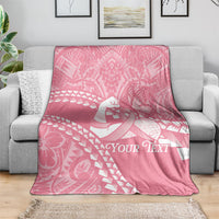 Personalised Polynesia Breast Cancer Awareness Blanket Brave Strong Butterfly Pink Ribbon