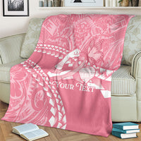Personalised Polynesia Breast Cancer Awareness Blanket Brave Strong Butterfly Pink Ribbon