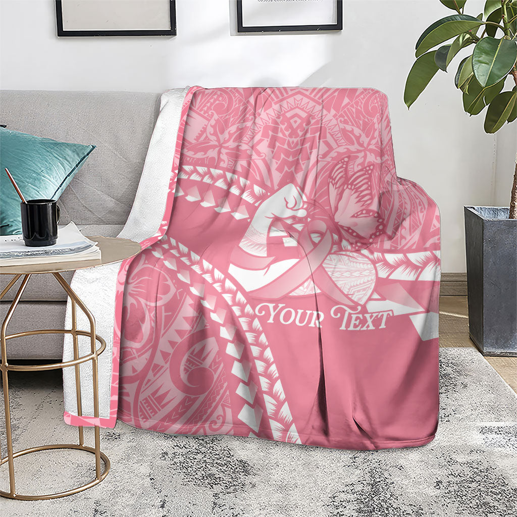 Personalised Polynesia Breast Cancer Awareness Blanket Brave Strong Butterfly Pink Ribbon