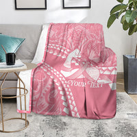Personalised Polynesia Breast Cancer Awareness Blanket Brave Strong Butterfly Pink Ribbon