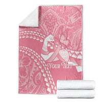 Personalised Polynesia Breast Cancer Awareness Blanket Brave Strong Butterfly Pink Ribbon