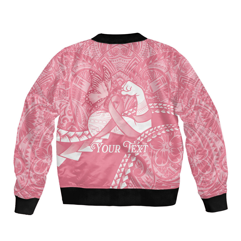 Personalised Polynesia Breast Cancer Awareness Bomber Jacket Brave Strong Butterfly Pink Ribbon