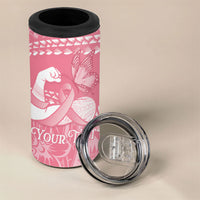 Personalised Polynesia Breast Cancer Awareness 4 in 1 Can Cooler Tumbler Brave Strong Butterfly Pink Ribbon