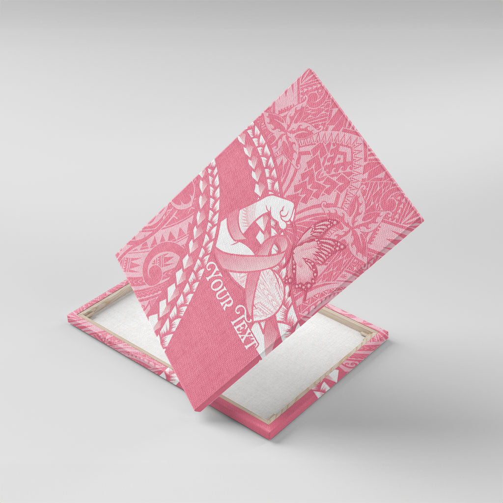 Personalised Polynesia Breast Cancer Awareness Canvas Wall Art Brave Strong Butterfly Pink Ribbon