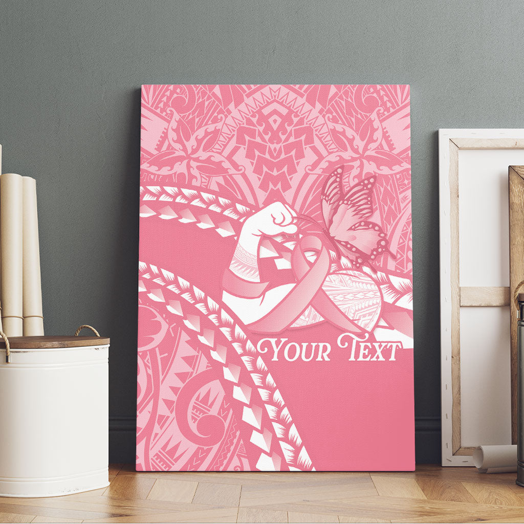 Personalised Polynesia Breast Cancer Awareness Canvas Wall Art Brave Strong Butterfly Pink Ribbon