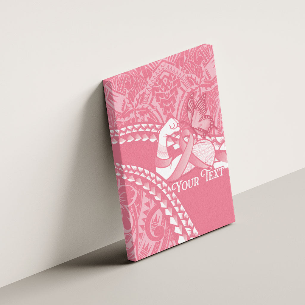Personalised Polynesia Breast Cancer Awareness Canvas Wall Art Brave Strong Butterfly Pink Ribbon