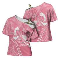 Personalised Polynesia Breast Cancer Awareness Cross Shoulder Shirt Brave Strong Butterfly Pink Ribbon