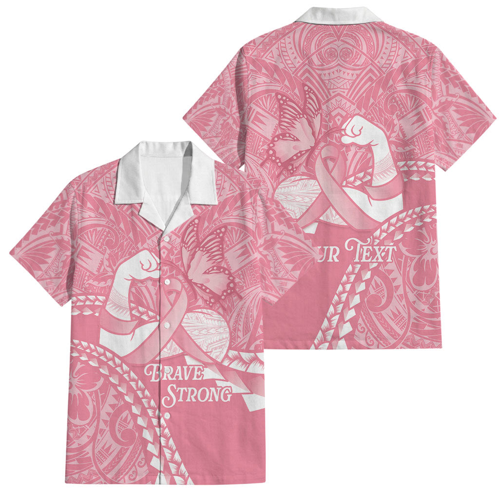 Personalised Polynesia Breast Cancer Awareness Family Matching Tank Maxi Dress and Hawaiian Shirt Brave Strong Butterfly Pink Ribbon