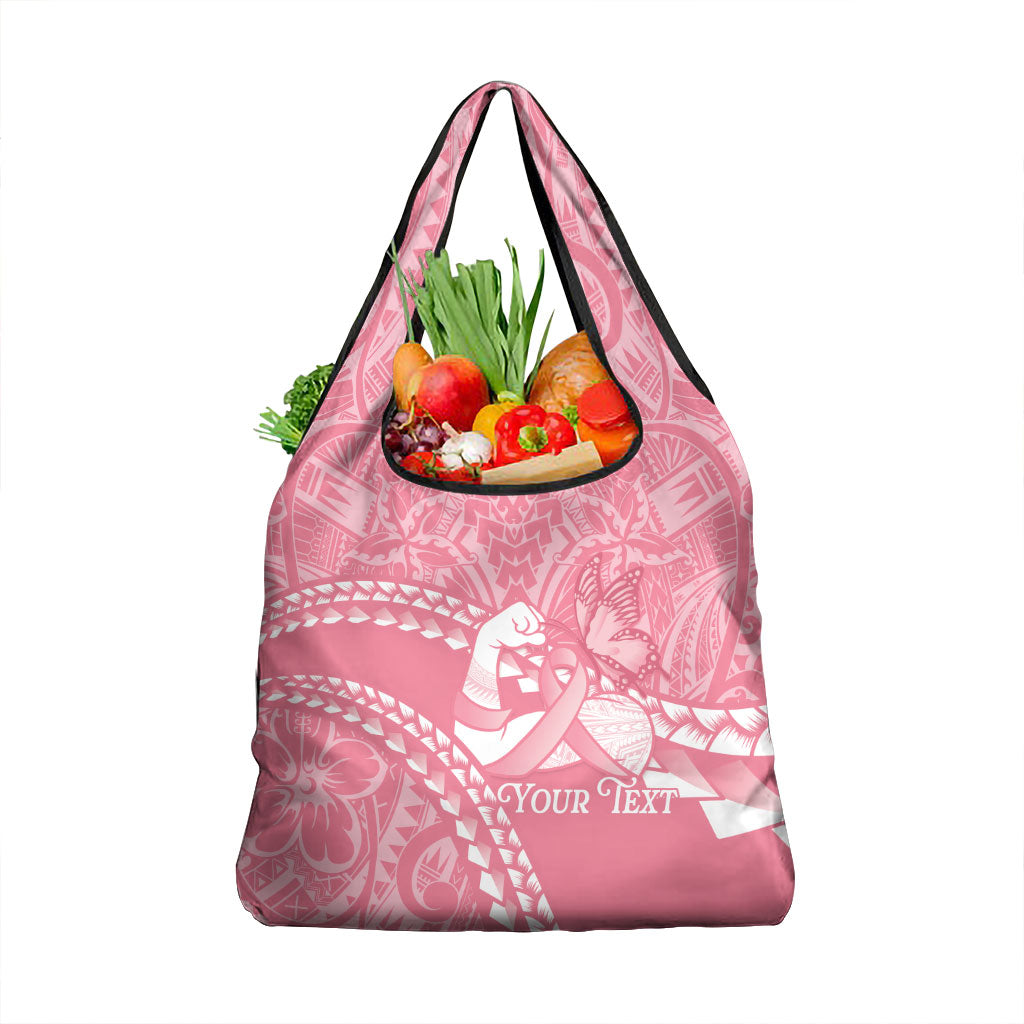 Personalised Polynesia Breast Cancer Awareness Grocery Bag Brave Strong Butterfly Pink Ribbon