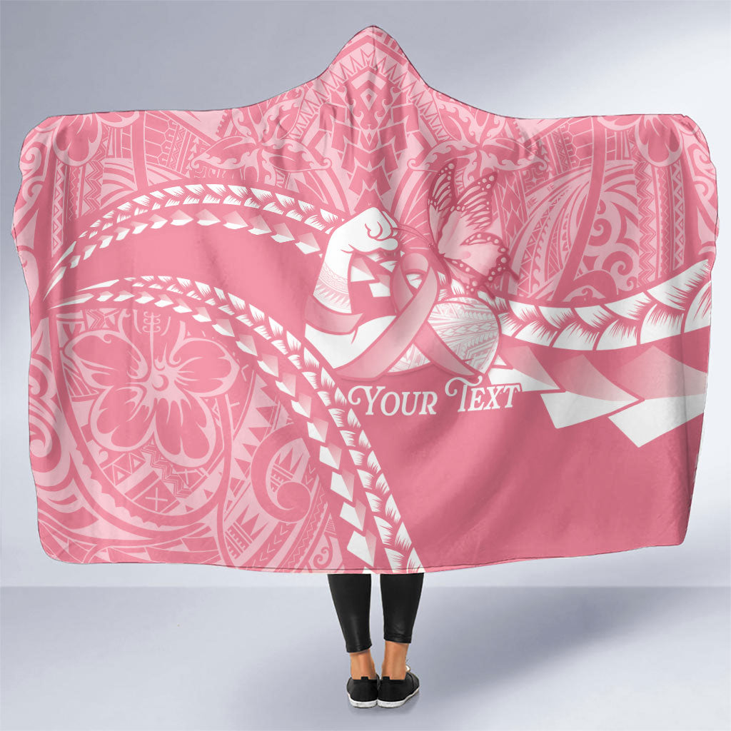 Personalised Polynesia Breast Cancer Awareness Hooded Blanket Brave Strong Butterfly Pink Ribbon