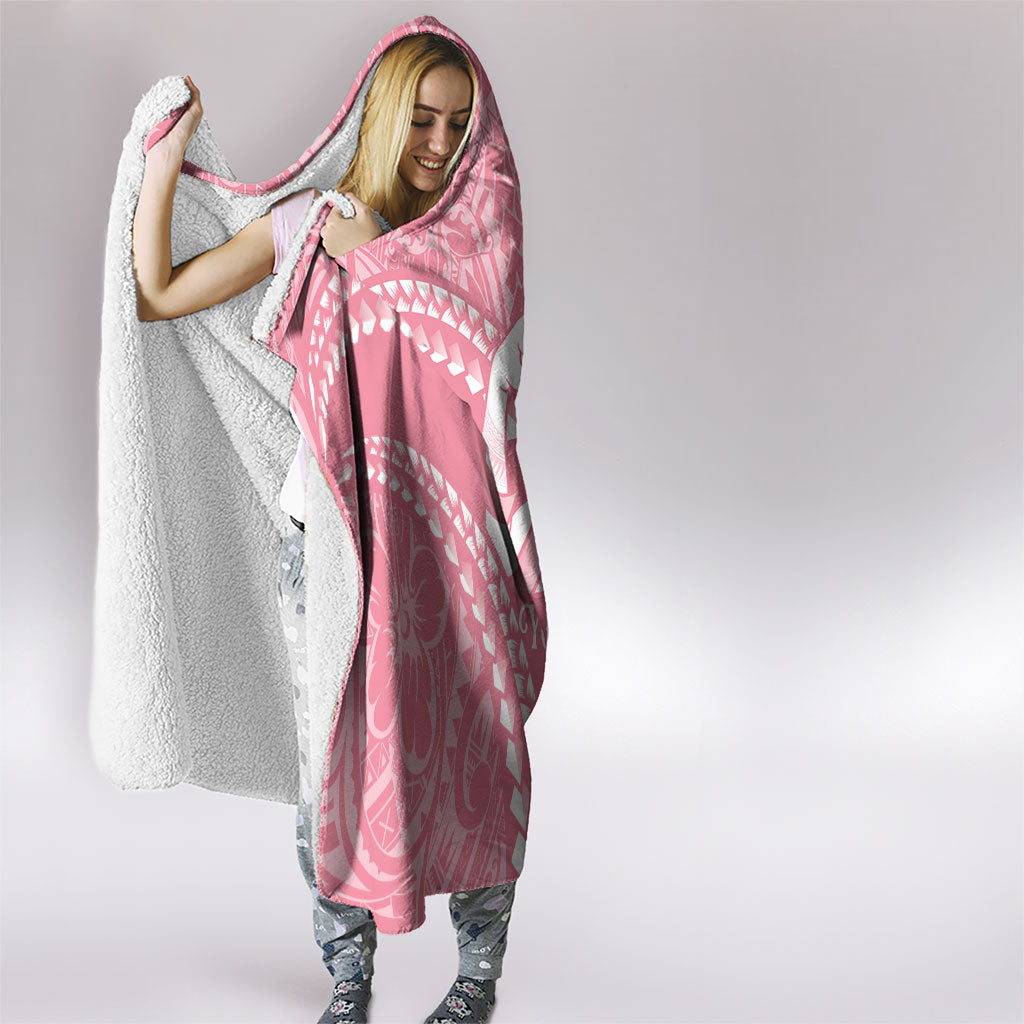 Personalised Polynesia Breast Cancer Awareness Hooded Blanket Brave Strong Butterfly Pink Ribbon