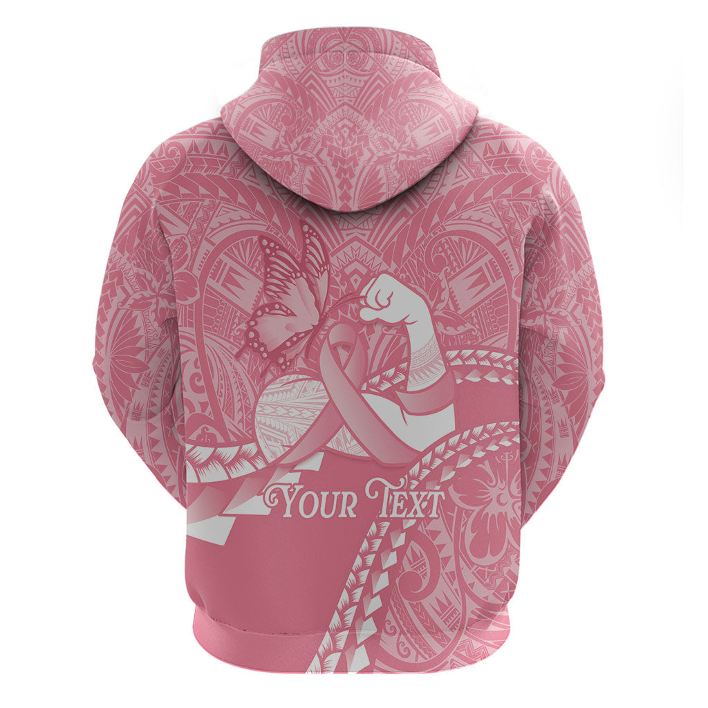 Personalised Polynesia Breast Cancer Awareness Hoodie Brave Strong Butterfly Pink Ribbon